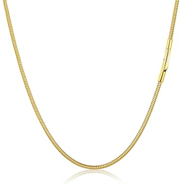PROSTEEL Schlangenkette Edelstahl Halskette Ketten Silber/Gold/Schwarz | 2mm dünn rund Schlangen Kette 41-76cm Länge für Herren Damen Männer Jungen Chain Necklace Accessoire Schmuck für Anhänger