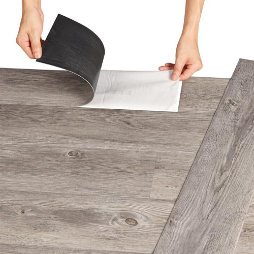 neu.holz Golvbeläggning, självhäftande, olika storlekar, vinyl, laminat, halkfria, dekorativa golvbrädor för golvvärme
