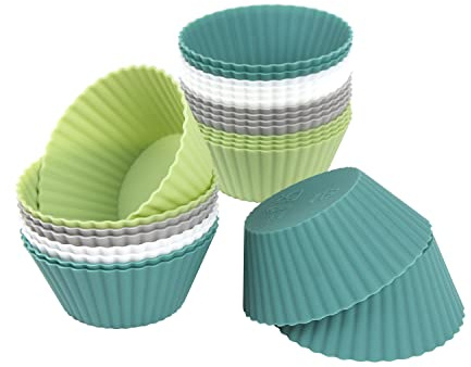 VEYLIN Muffinform Silikon, 24pcs Muffinförmchen, 4 Farben Silikon Muffinförmchen