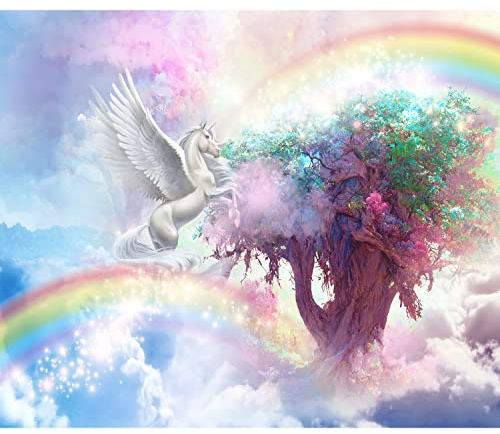 murando - Fototapete selbstklebend Einhorn, 343x256 cm, Schlafzimmer | Selbstklebend ohne Kleister, Full HD Druck, ideal fürs Wohn- oder Schlafzimmer, schnelle Montage, lichtbeständig, geruchsfrei