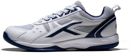 Hundred Raze Non-Marking Professional Badminton Shoes for Men (White/Navy, Size: EU 41/UK 7/US 8) | Material:Polyester,Sole:Rubber | Suitable for Indoor Tennis/Squash/TableTennis/Basketball & Padel