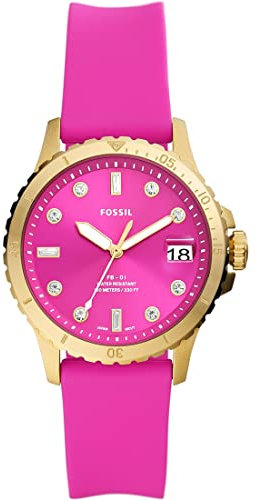 Fossil Damenuhr FB-01 3-Zeiger-Werk Datum Edelstahl , ES5290, Rosa