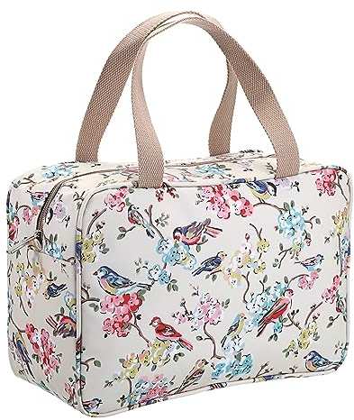 IGNPION Woman Large Travel Toiletry Bag Waterproof Wash Bag Make up Organizer Bag Cosmetic Bag Swimming Gym Bag (Beige,Bird)