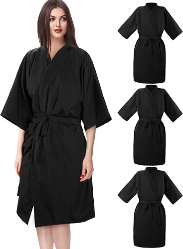 Toulite 4 Pcs Salon Client Gown Robes Cape Hair Salon Black Smock Client Gown Cape with Adjustable Tie for Hair Cutting(No Pocket, Large)