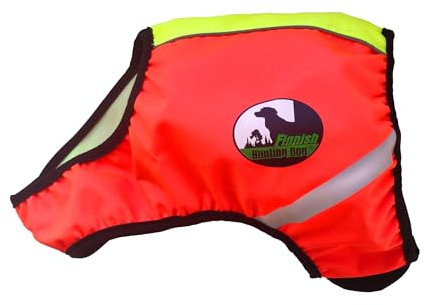 FINNERO UKKO Hunde-Sicherheitsweste – Reflektierend, Zweifarbig Rot/Gelb, Sicher und Sichtbar, Verstellbar und Atmungsaktiv, Signalweste für Jagd, Spazieren und Outdoor – Large