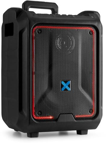 VONYX SPLASH300 Weatherproof Portable PA System, Bluetooth 5.0, Stereo Pairing, LED Party Lights, Rechargeable Battery, 200W Outdoor Portable Sound System for Karaoke, Fitness and Events - Black