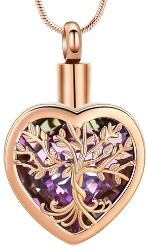 VCCWYQK Collar con colgante en forma de corazón, urna para cenizas, joyería de cremación, flor conmemorativa, minirecuerdo para cenizas, colgante hueco (K-2)