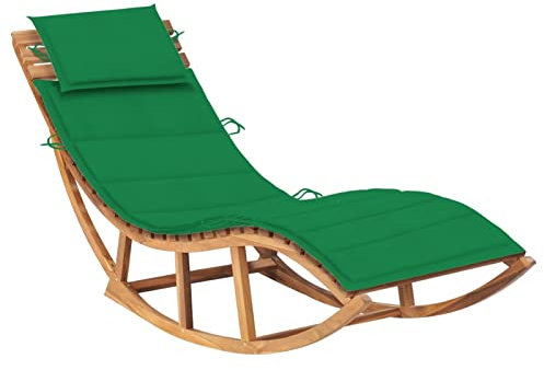 LAPOOH Schaukelliege mit Auflage Massivholz Teak, Liegestuhl Balkon, Gartenliege, Sonnenliege, Deckchair, Saunaliege, Sonnenstuhl 3063338