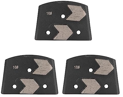 flexman 3Pcs Diamond Grinding Shoe, 16# Grit Trapezoid 2 Arrow Teeth Concrete Floor Polishing Pad for Concrete Grinding Machines