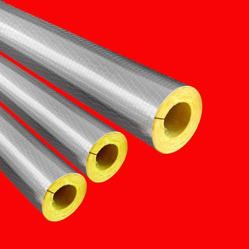 Aluminiumfolien Isolierschlauch, Steinwolle Rohrisolierung, Alukaschiert Rohrschale Dämmung Isolierung Für Heizungsrohre Verschiedene Größen(L 1M-60mm/2.4in,50mm)