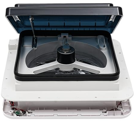 LOIRIIC Wohnmobil-Dachlüfter Ventilator Turbo Kit Wohnwagen Wohnmobil Dachfenster Schalldichte Dachluke Leiser Lüfter RV Wohnwagen Entlüftung Dachhaube Auspuff Dachluke mit LED für Caravan Camper