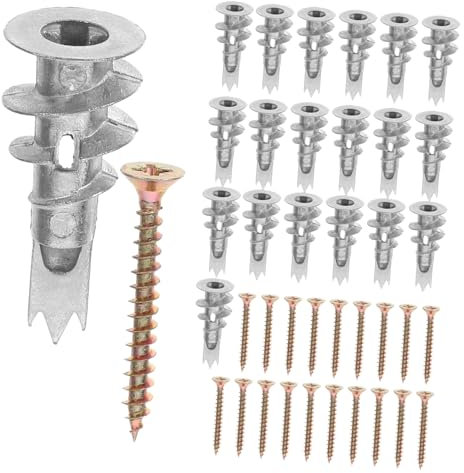 VILLFUL 20ensembles Ancrages pour Cloisons Sèches Et Vis Autoperceuses Kit De Fixation pour Murs Creux Et Plâtre