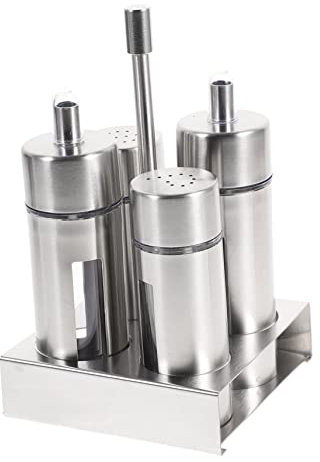 PRETYZOOM Contenitori Per Condimenti in Acciaio Removibili Bottiglie Per Spezie Salsa e Base Di Supporto Per Uso Cucina e Domestico