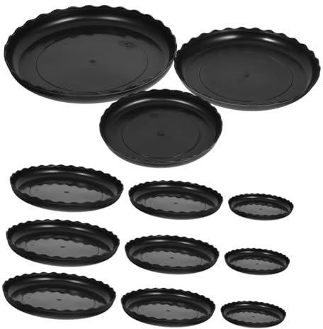 KITANDOVE 12pièces Saucers Plastique pour Pots De Fleurs Tray Ronde De Drainage Noir pour Intérieur Et Extérieur Accessoires De Jardinage pour Plantes