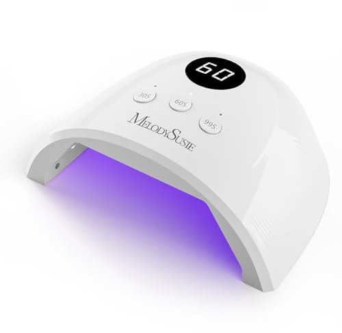 MelodySusie Compact Advanced UV Nail Lamp, P-Plus30F Nail Light with 3 Timers & Smart Sensor Cures All Gels, Especially Rhinestone Glue, Solid & Liner Gel Polishes for Advanced DIY at Home White
