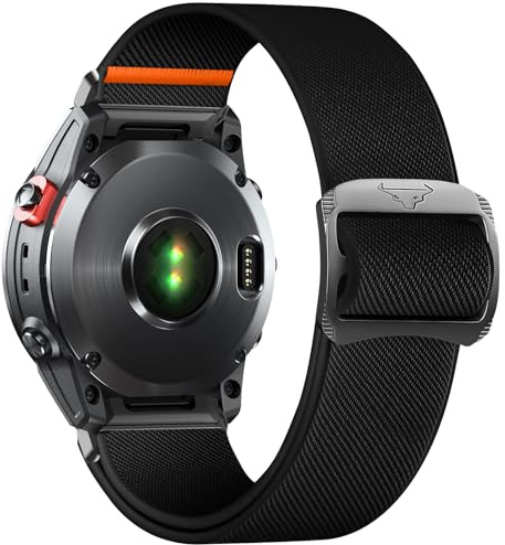 SumRioo 22 mm QuickFit armband för Garmin Fenix 8/8 Solar 47 mm/7 Pro/7/6 Pro/6/5/5 Plus/E, elastiska nylonarmband för Garmin Tactic 8 47 mm, Descent G2, Epix 2, Forerunner 965/955, svart