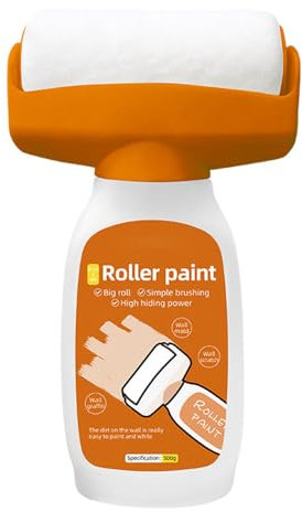 HOVCEH 500g Wandfarbe Ausbessern Weiß Roller, 2 in 1 Ausbesserungsfarbe Weiss Roller, Wandreparatur-Rollbürste mit Wandreparaturpaste, Wandreparatur Creme für Reparieren Sie Graffiti, Kratzer, Flecken