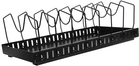 MAGICLULU Pot Lid Storage Rack Adjustable Cabinet Organizer for Kitchen Countertop Cookware Organizer Dividers Pan Holder for Cupboard