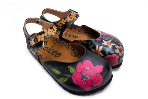 GOBY Sabot Donna – qualità Premium Fatti a Mano – Scarpe Quotidiane per Ragazze e Donne – Stampa Colorata – Comodi e Resistenti – Suola in Eva – Elefante e Lino