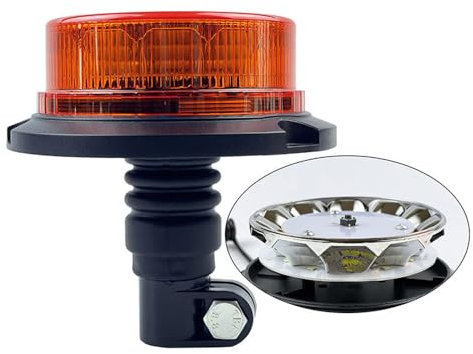 Hooma Gyrophare LED Tracteur Orange 3 modes 12V 24V Feu d'avertissement IP65 étanche pour Vehicule Machines Agricoles ECE R65 R10