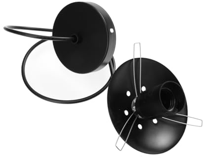 HOMSFOU Deckenlampenfassung E27 mit Lüftungsloch Hängende Glühbirnenfassung aus Schwarzem Metall Lampenhalter für Pendelleuchten und Rattan Kronleuchter