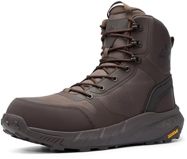 NORTIV 8 Men's Composite Toe Work Boots – 8'' Lightweight ASTM F2412-24 & ASTM F2913-24 Safety Boots with Side Zipper for Construction & Warehouse, Metrostrike-Nano,Size 11,Brown,NMUMIB2412