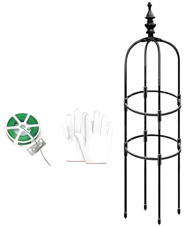 Obelisk Trellis For Climbing Plants 60cm 90cm 120cm 150cm 180cm, Garden Tower Trellis For Potted Plants Indoor, Outdoor Plant Support For Clematis Vine Jasmine Support 20cm 25cm 28cm Ø(Black,25x150cm)