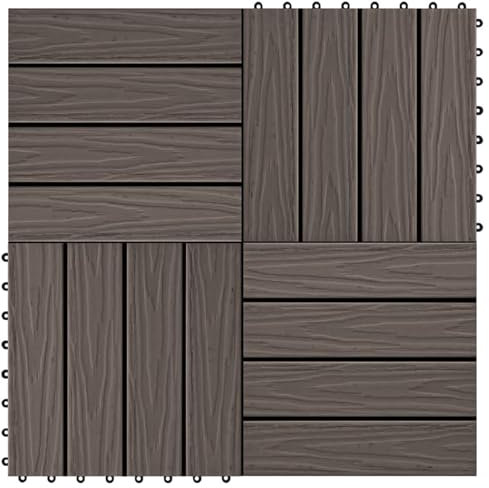 Snsowed Piastrelle 11 pz Goffrature WPC 30x30 cm 1 mq Marrone Scuro,Articoli di ferramenta,Materiali da Costruzione,Pavimenti e tappeti-45038