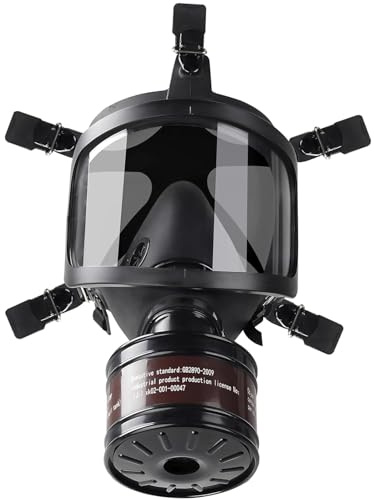 sykua Masques à gaz chimiques, masque respiratoire intégral avec filtre à charbon actif de 40 mm pour poussière, gaz, vapeurs, produits chimiques, résine, ponçage, pulvérisation, travaux de