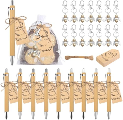 HORREX 8 Pièces Regalo Maestre Fine Anno, Set Bomboniere Laurea, Stylo en Bois Regalini Fine Festa Compleanno, Stylo à Bille Penna Personalizzata pour Thanksgiving La Fin de L'Année Scolaire