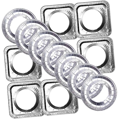 Didiseaon Tappetini per Fornelli Gas in Foglio di Alluminio Argento, 20 Pezzi, Protezione Antiolio, Facile da Pulire, Design Classico e Semplice per Cucina