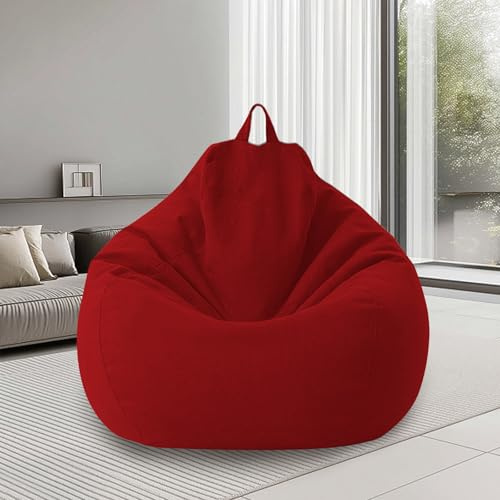 bechoanigel Poltrona Sacco XL, Bean Bag Con Manico, Pouf Sacco Adultes, Solo Rivestimento (Senza Imbottitura) Per Poltrona Pouf, 100 x 120 cm (Rosso)