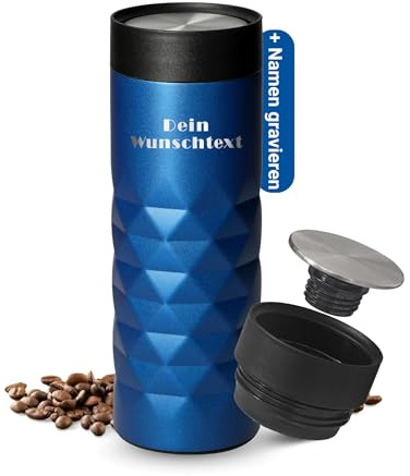 Gobelet isotherme personnalisé 450 ml – Gobelet anti-fuite en acier inoxydable – Garde au chaud et au froid pendant plusieurs heures – Tasse à café à emporter avec couvercle à pression pour bureau