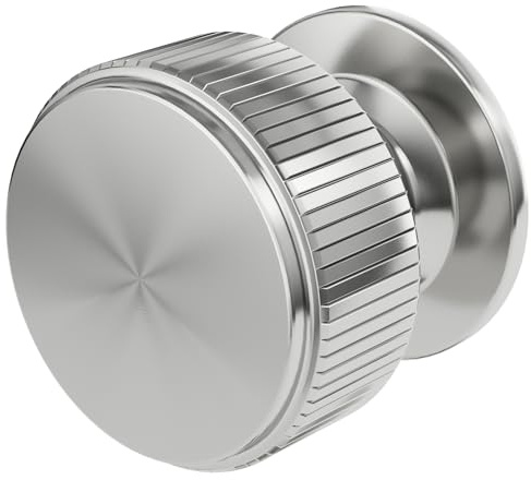 FURNIWARE 10 Stycken Pomeller för Möbel i Borstadt Nickel, Pomeller för Kök, Pomel 32mm, Pomeller för Moderna Låd, Pomeller för Skåp Silver, Rund Pomel, Handtag för Lådskåp med