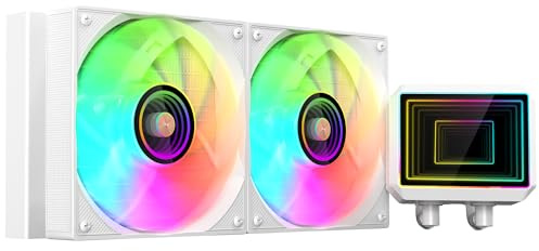 Mars Gaming ML-TWO240, Wasserkühlung AIO 450W TDP, 2x ARGB Infinity Mirror Ultra-Leiser 12cm FDB Lüfter, Kupfer- und Aluminiumkern, Opti-Chamber Pumpe 4. Generation und Mikrokanäle, Weiß