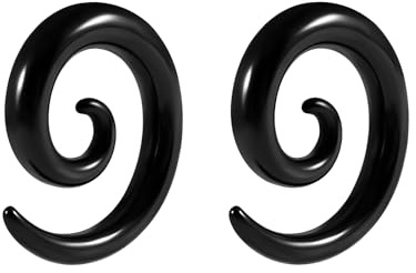 IMINI 2 dilatadores en espiral para orejas de caracol – Acero inoxidable chapado en oro/negro expansor para orejas estiradas, piercing corporal joyería para mujeres y hombres