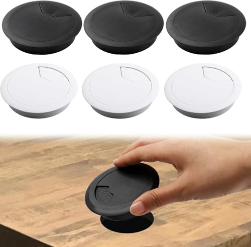 BDEPSTR Pasacables Escritorio, Juego de 6 Pasacables Mesa, Cubiertas de Plástico para Encimeras, Escritorios y Mesas,para Un Espacio de Trabajo Ordenado y Limpio