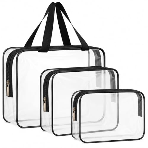 iMaMa Clear Travel Bags, 3 Pack Makeup and Toiletry Organiser Set