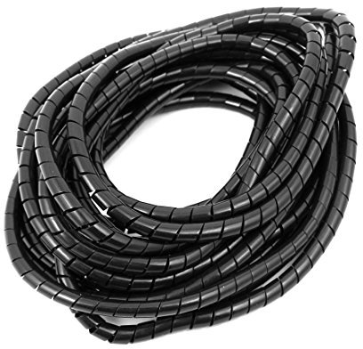 sourcing map 5 Meter 5mm Schwarz Flexibel Spiralschlauch Kabel Draht Wickeln Computer Manage de