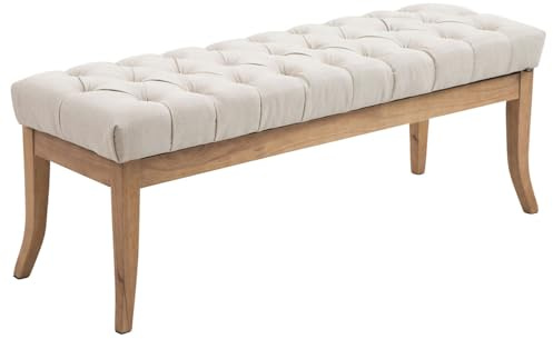 CLP Panca Design Chesterfield Ramses in Stoffa I Panchina Ingresso Capitonné Telaio Legno Chiaro I Panchina Fondo Letto Capitonné, Colore:Crema, Dimensione:120 cm