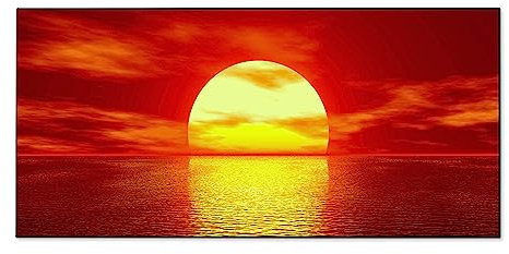 banjado Magnettafel schwarz 78 x 37cm / Magnetwand Metall/Magnetpinnwand als Memoboard/Pinnwand Magnettafel Küche, Büro, Kinderzimmer inkl. 4 Magnete & Montageset - Motiv Sonnenuntergang