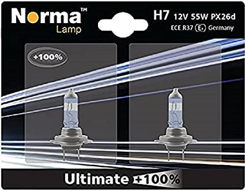 Norma 213607-202 H7 Halogen Scheinwerferlampe-Doppelblister Ultimate mit 100 Prozent 12 V 55 W PX26d