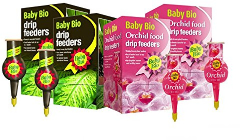 Baby Bio 4 x Drip Original & Orchid Feeders 4 x 40ml Liquid Plant Food Packs - Easy Feeding for Plants - 1 drip feeder lasts up to 1 month (2 Boxes = 8 Individual Drip Feeders)