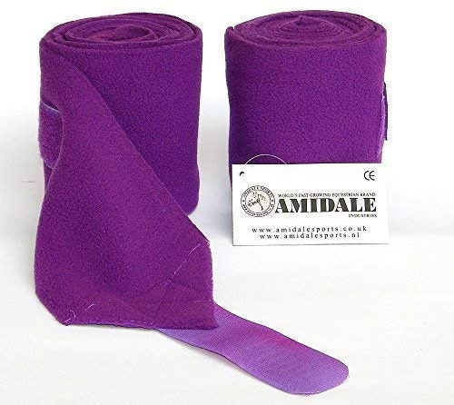 Amidale POLO WRAPS FLEECE STABLE BANDAGES HORSE EQUESTRIAN LEG WRAPS SET OF 4 ONE SIZE (PURPLE)