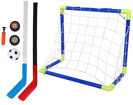 Kinder fußballtor 2 in 1 Kindersport Fußball Eishockeytore mit Bällen Eishockeyschläger Ice Hockey Head Sportspiel Zielübungsspiel für Kinder