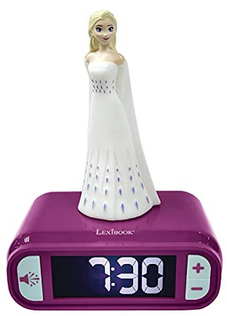 Lexibook, Die Eiskönigin, ELSA Nachtlichtwecker, Klänge und Melodien, LCD-Hintergrundbeleuchtung, Leuchtanzeige, Schlummerfunktion, lila, RL800FZ