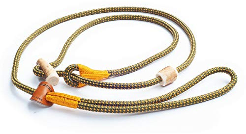 Retrieverleine Elegant | robuste Hundeleine aus Tau mit integrierter Halsung | Ø6mm | Horn-Zugstopp