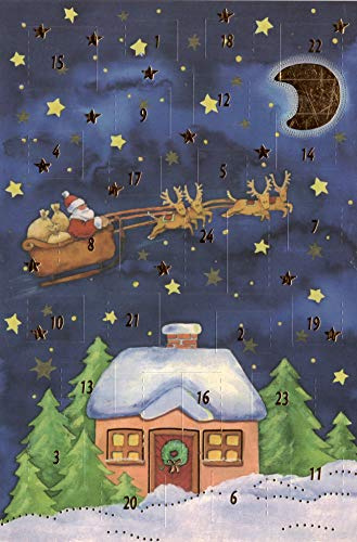 Besinnliche Adventskalenderkarten 4 Karten Grußkarten Goldprägung Kunstkarte Weihnachtskarte Adventskalender Frohe Weihnachten Weihnachtsmann Winter