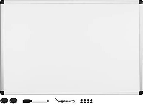 Navaris Kombiboard Tafel mit Aluminium Rahmen - 60 x 40 cm Whiteboard Magnettafel zum Beschriften - Magnet Board Magnetwand inkl. Marker Magnete