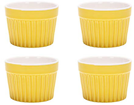 WXXT ciotoline Ceramica,pirofila da Forno,stampini in Ceramica e stampini per soufflé Colorati in Porcellana per soufflé Caramello e Gelato（4pcs） 7 opzioni di Colore